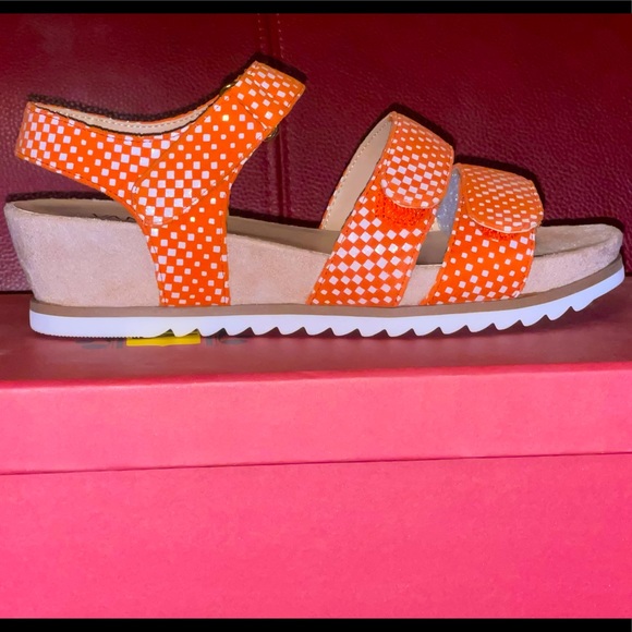 Orange Vaneli polked dotted strap sandals - Picture 1 of 3